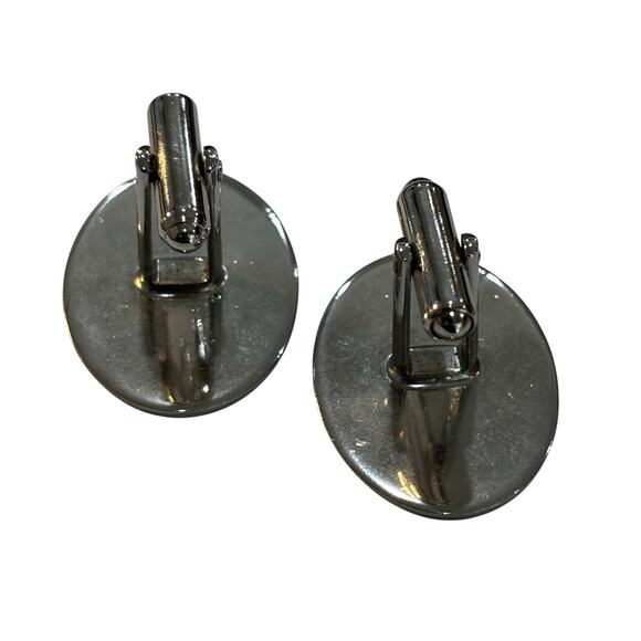 Vintage Hickok Silver Ovals Cufflinks Etched Black Highlights Classic Menswear - Picture 6 of 7